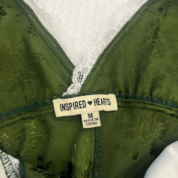 Inspired Hearts Green Y2K Classic Fairy Floral Style Maxi Slip Dress Medium FLAW - Picture 5 of 16